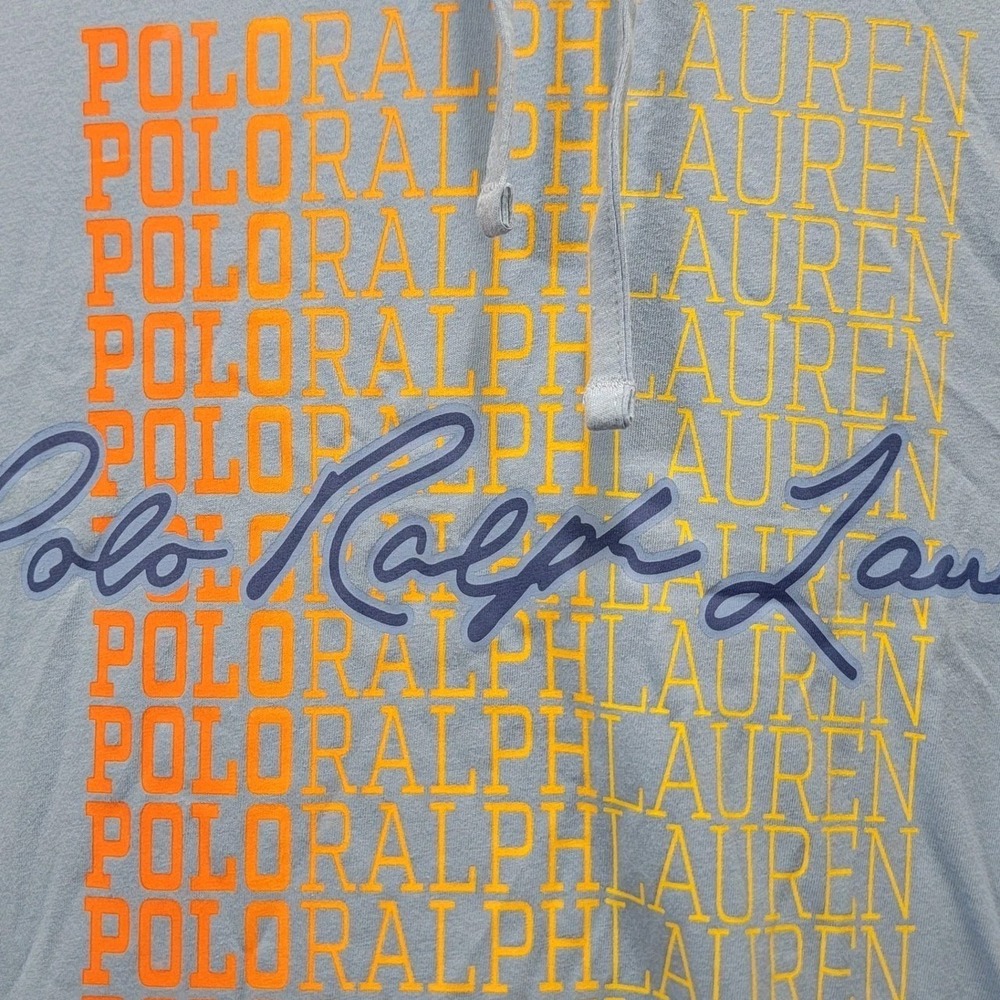 Polo Ralph Lauren Mens 3XLT Printed Shop Blue Colorful Graphic L/S Hooded Shirt